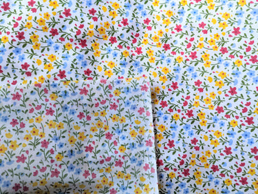 Yellow And Red Poly Cotton Flower Garden Fabric, Floral Fabric, Small Print Fabric Small Flower Fabric Fabric Quilting Fabric